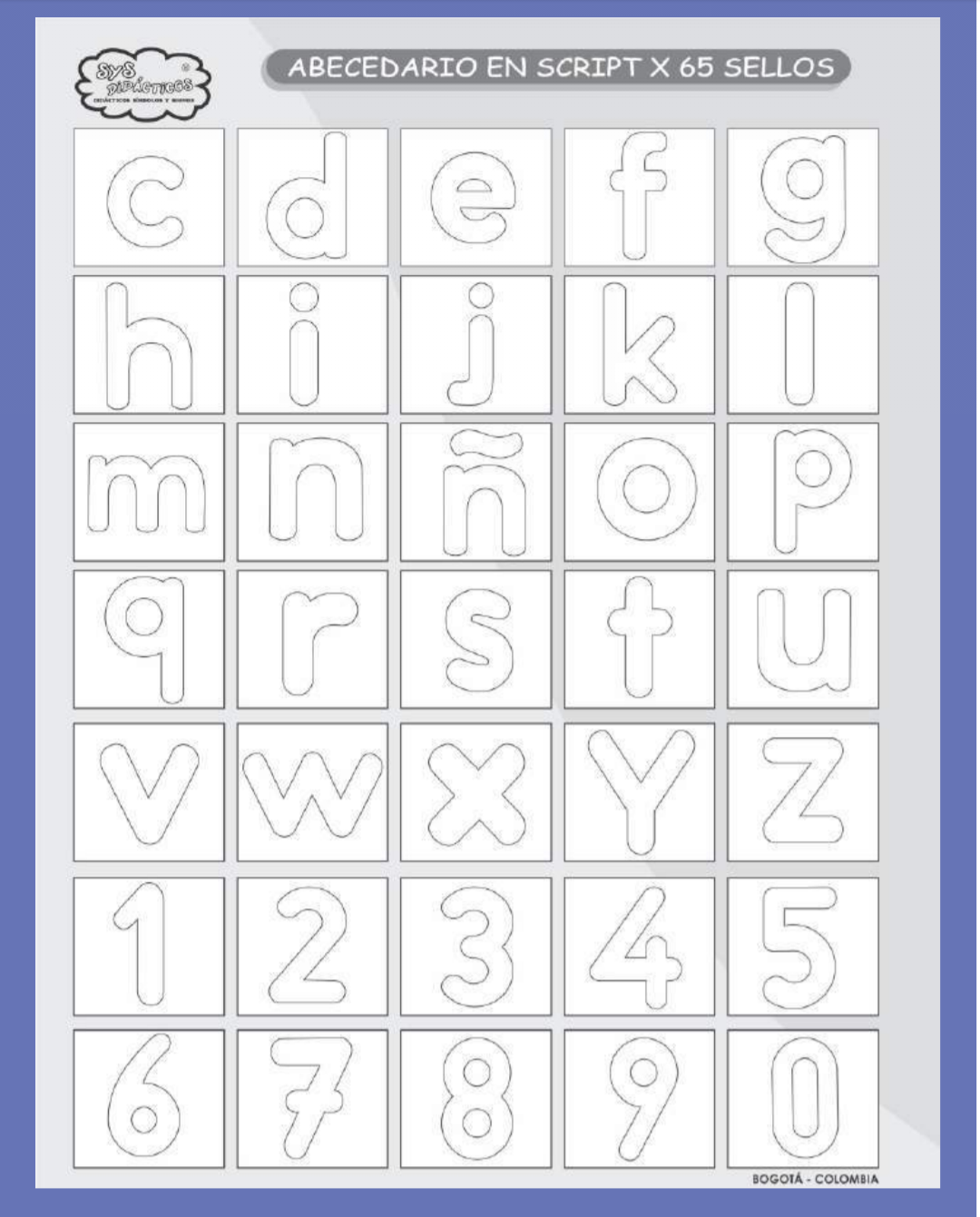 Sellos abecedario con letras y números